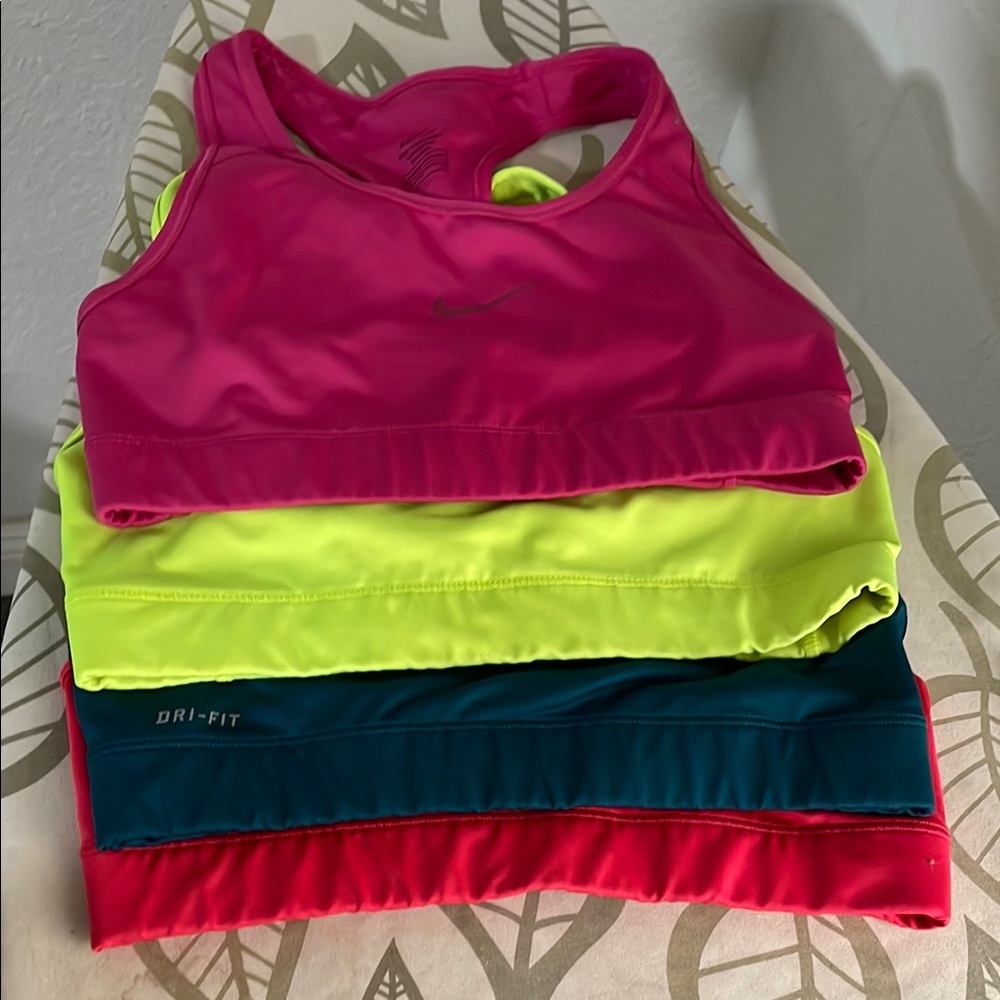Nike Vibrant Sports Bra Collection - Pink, Yellow, Teal, Red used condition Sz.S